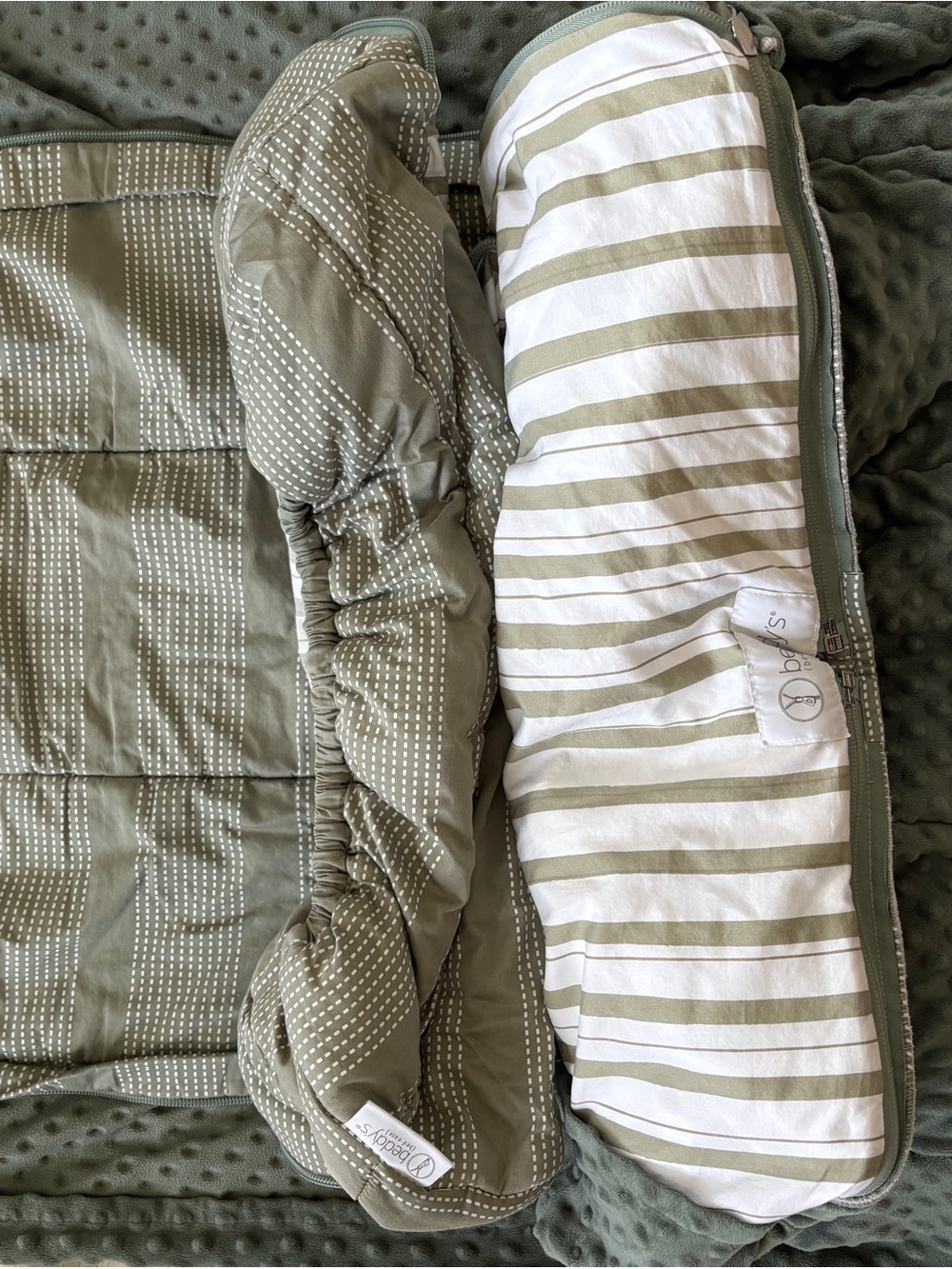 Green and white Toddler sized Beddy’s